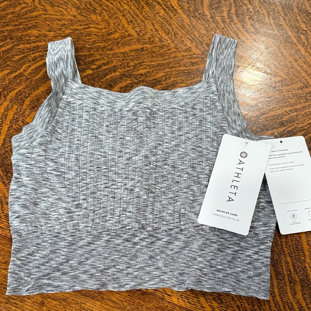 Athleta Heather Gray Ribbed Crop Top